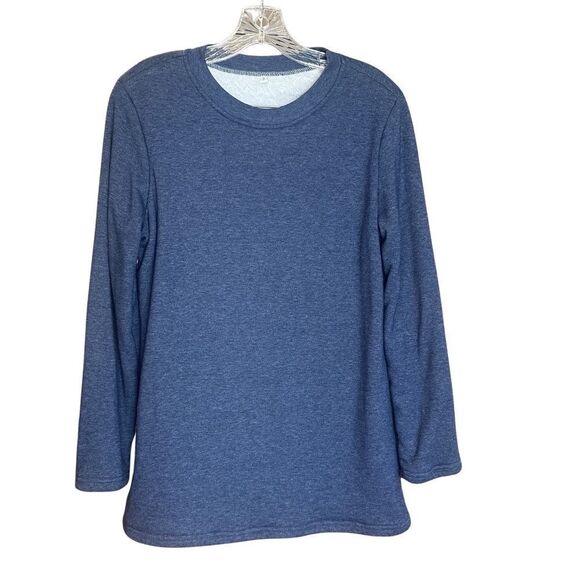 Womens Cozy Fleece Lined Long Sleeve Pajama Lounge Top Blue Small - Picture 1 of 9